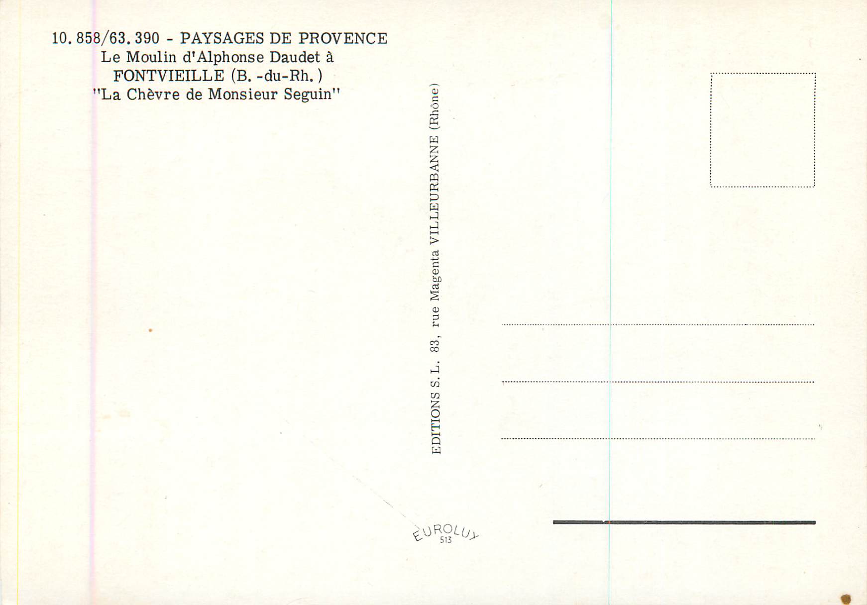 CPM Fontvieille (B du Rh)Paysages de Provence le Moulin d'Alphonse Daudet  Chevre — Rückseite