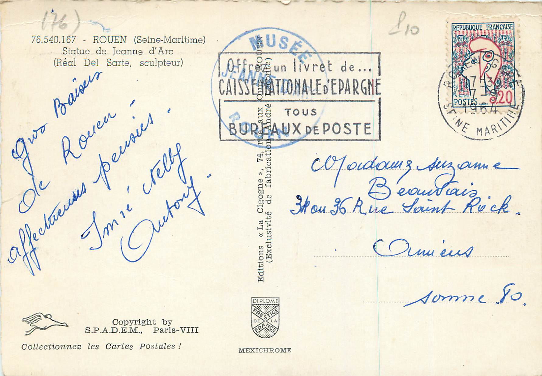 CPM Rouen (Seine Maritime) Statut de Jeanne d'Arc — Rückseite