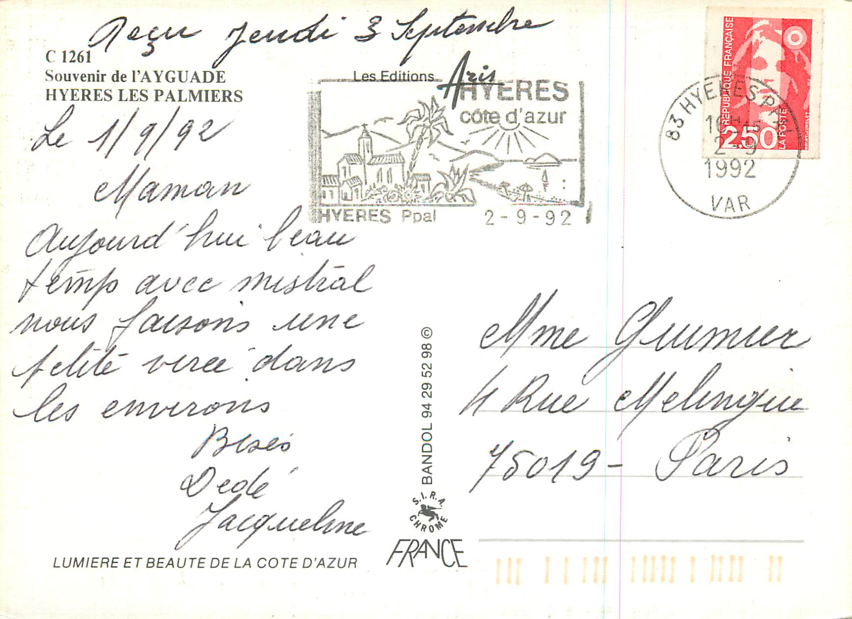 L'Ayguade — vue du port, de la plage et du paysage — Les Editions Aris — Achterkant