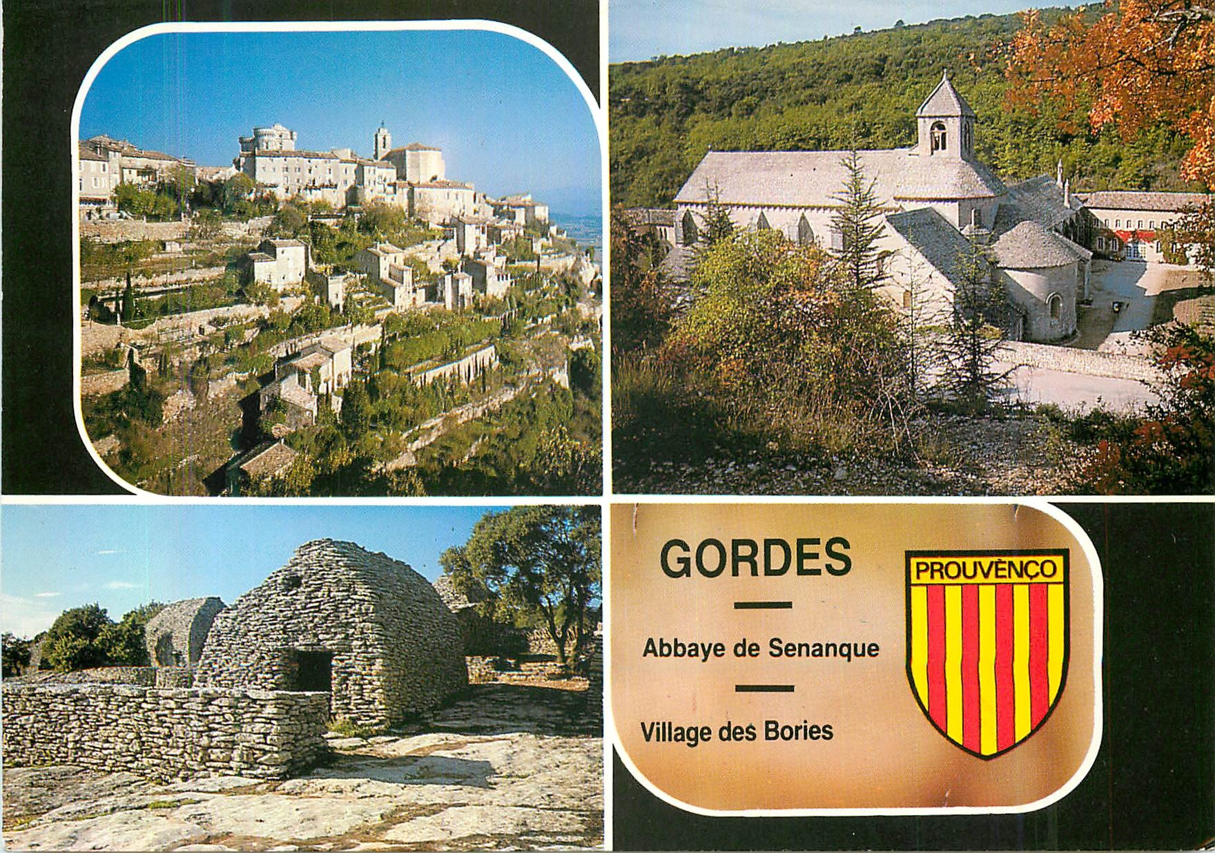 CPM Gordes Village au Soleil Le Site L'Abbaye de Senanque Le Village des Bories En Provence (Plateau du Vaucluse)