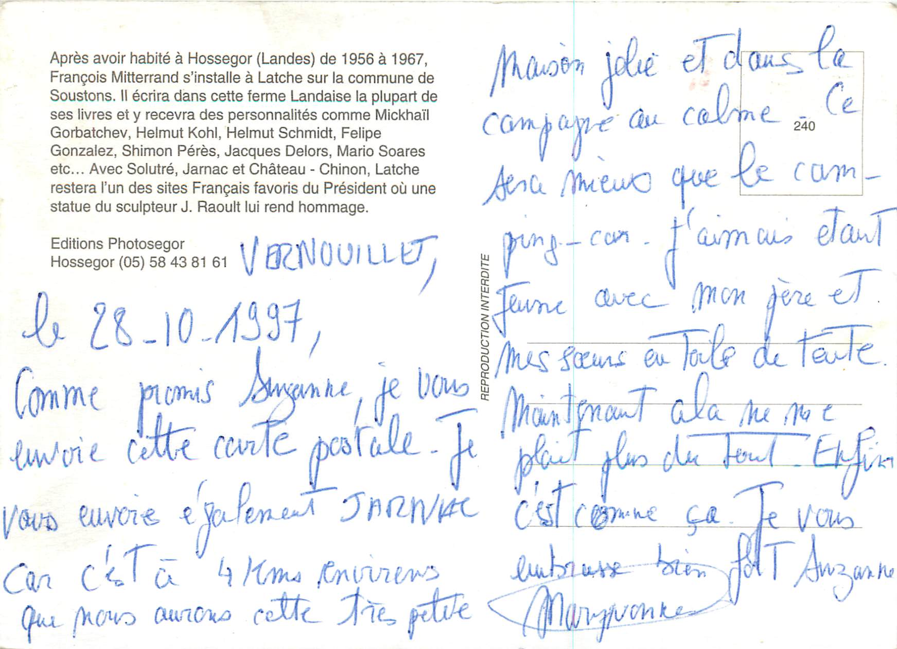 CPM Latche Apres avoir Habite a Hossegor (Landes) de 1956 a 1967 Francois Mitterrand s'installe a Latche — Rückseite