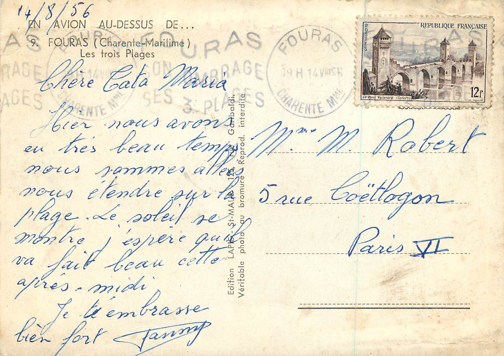 CPM Fouras (Charente Maritime) Les Trois Plages En Avion au Dessus — Back