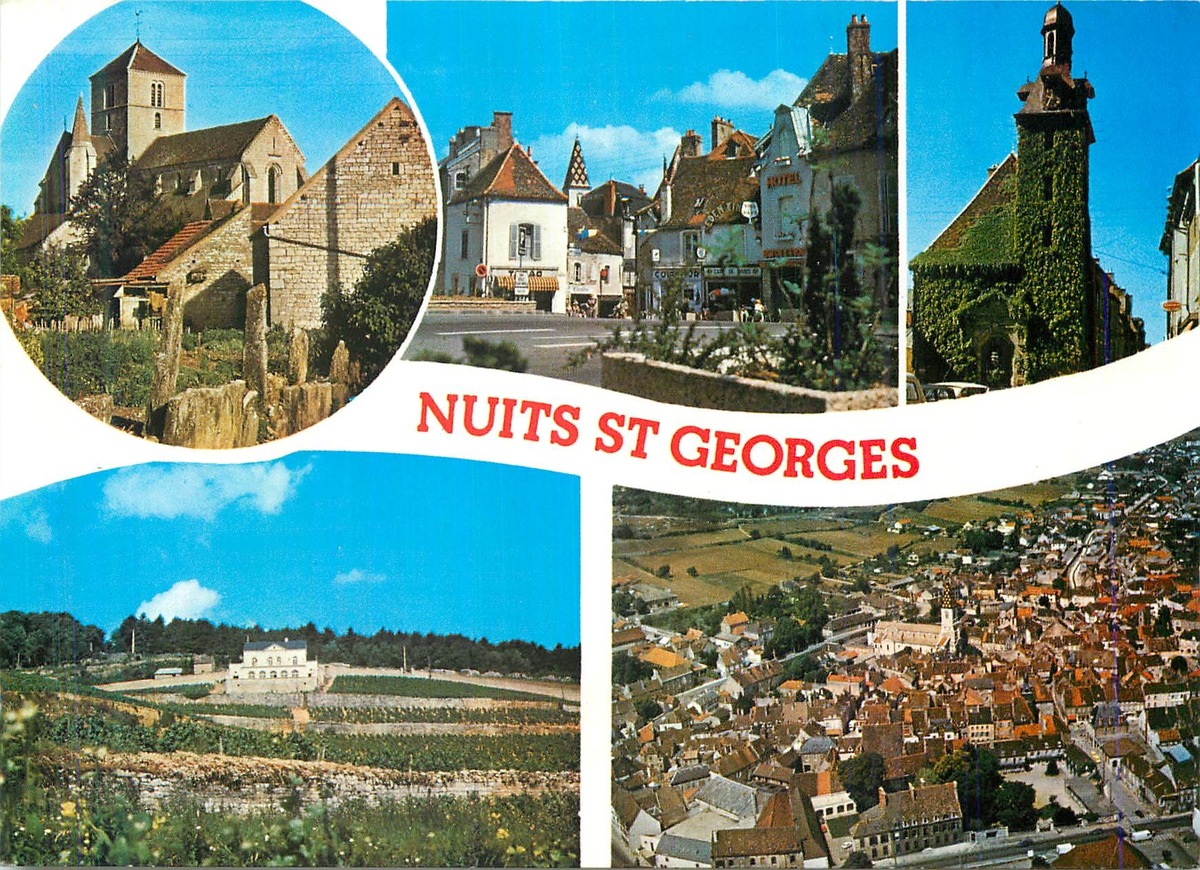 CPM Nuits St Georges (Cotes d'Or) Eglise Saint Symphorien Place de la Liberation Le Beffroi Le Chateau Gris
