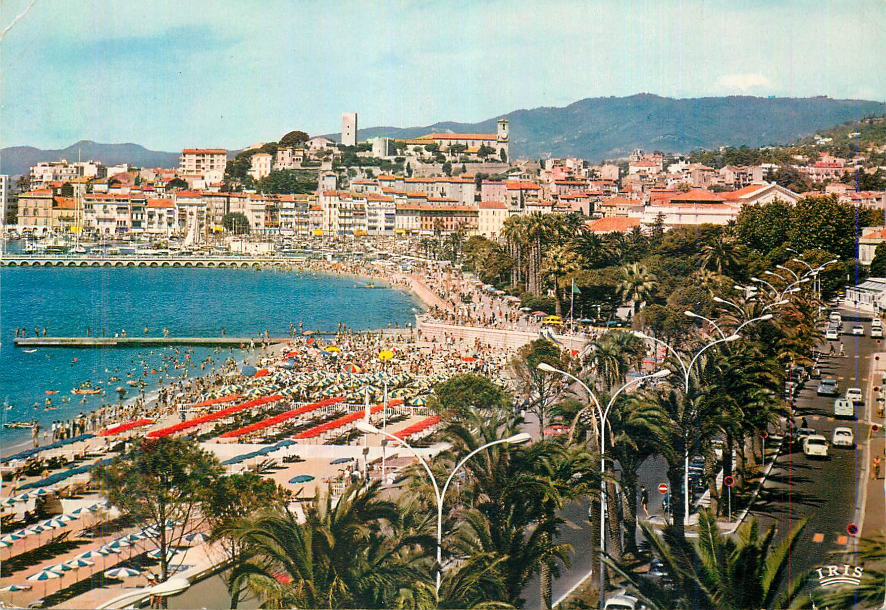 CPM Cannes Cote d'Azur La Croisette La Plage Au Fond Le Suquet