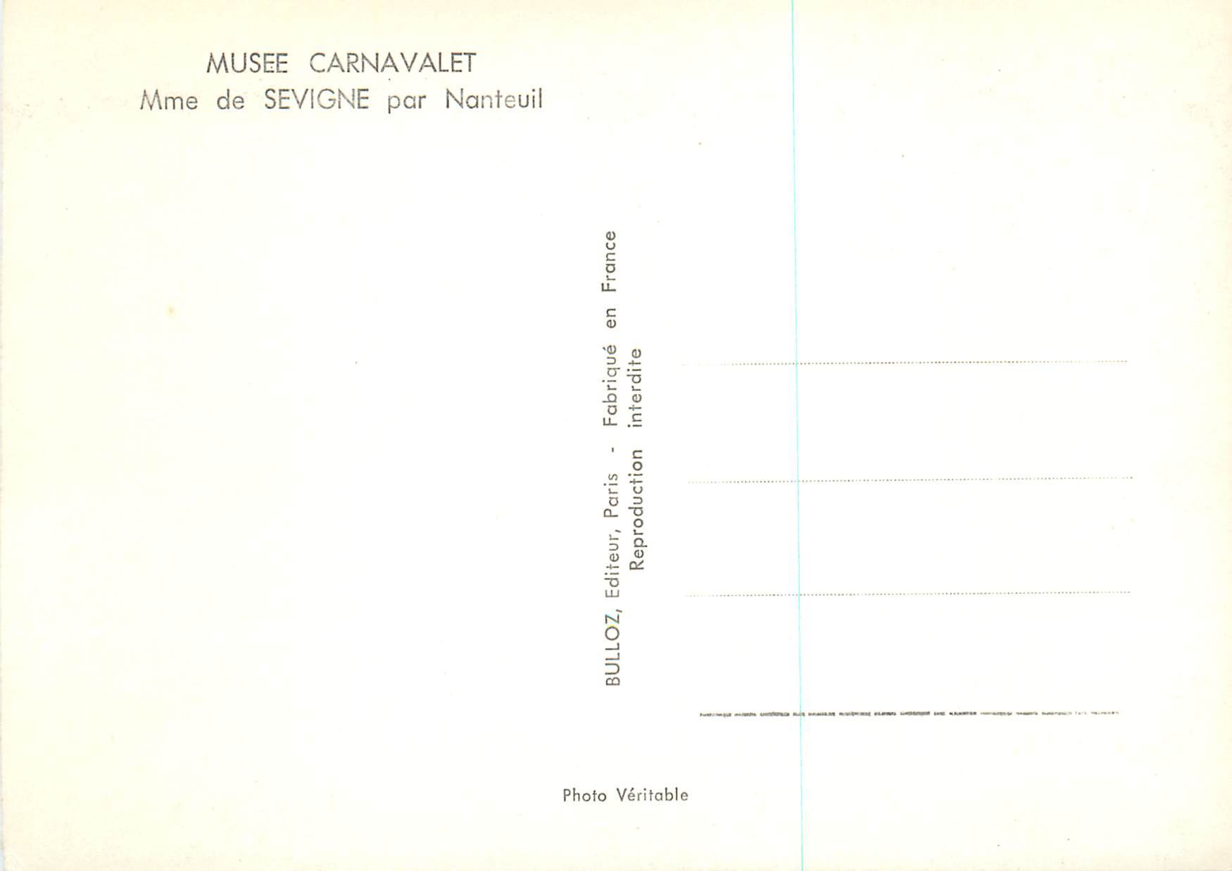 CPM Musee Carnavalet Mme de Sevigne par Nanteuil — Rückseite