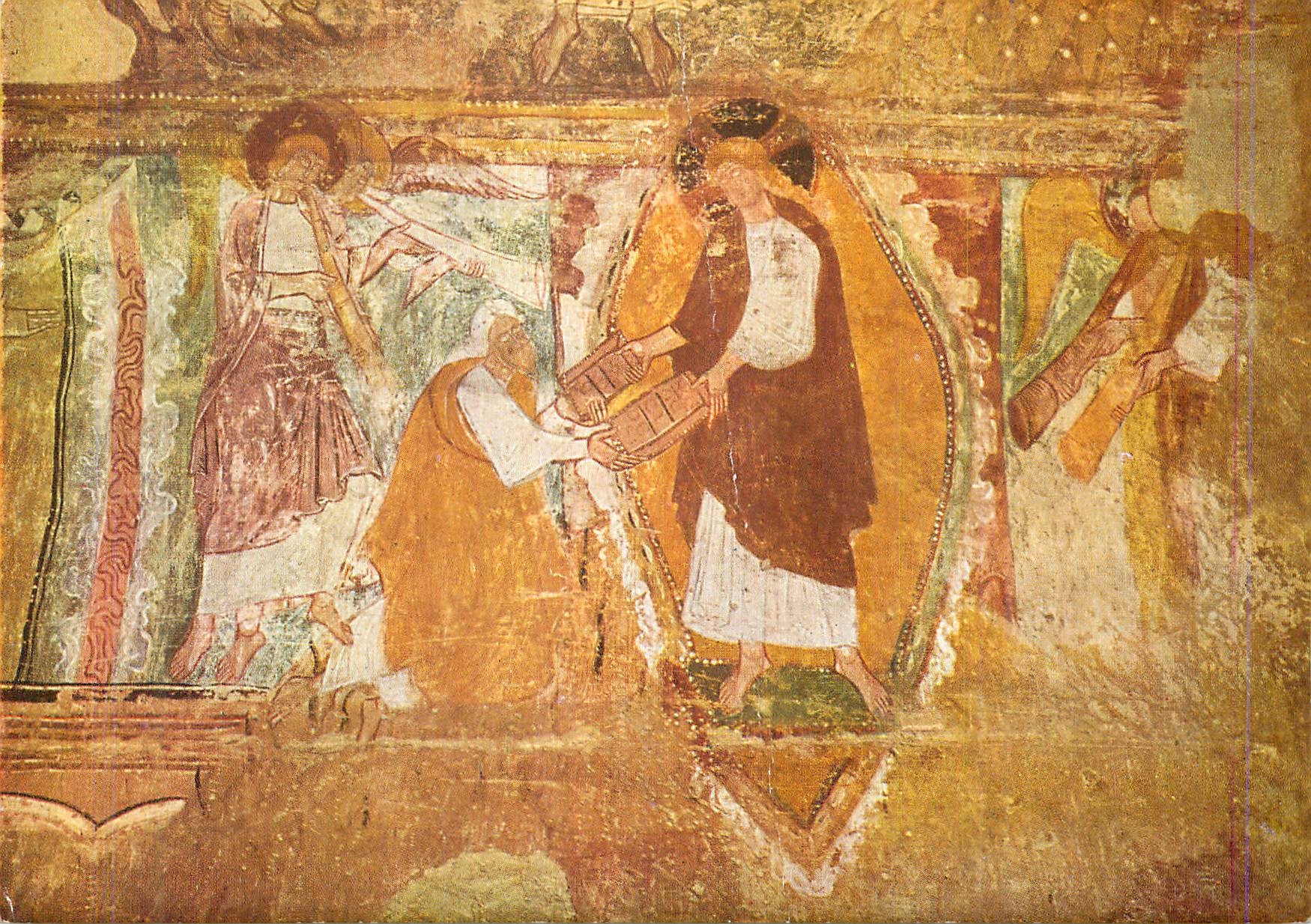 CPM Saint Savin sur Gartempe (Vienne) Peinture Murale de la Tribune de L'Eglise Les Tables de la Loi