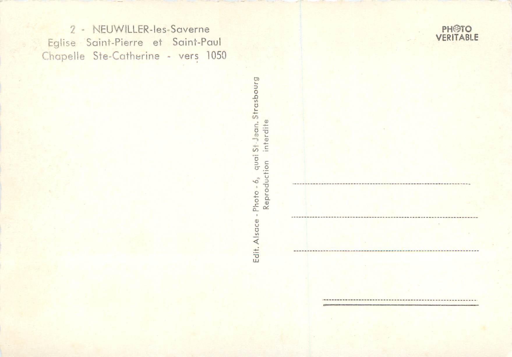 CPM Neuwiller les Saverne Eglise Saint Pierre et Saint Paul — Rückseite