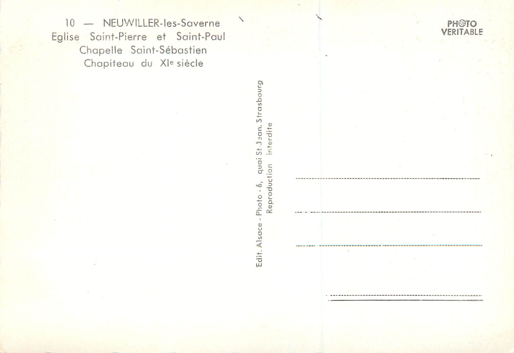 CPM Neuwiller les Saverne Eglise Saint Pierre et Saint Paul — Rückseite