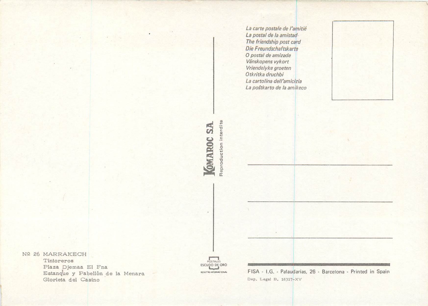 CPM Marrakech Tintoreros Plaza Djemao El Fna — Back