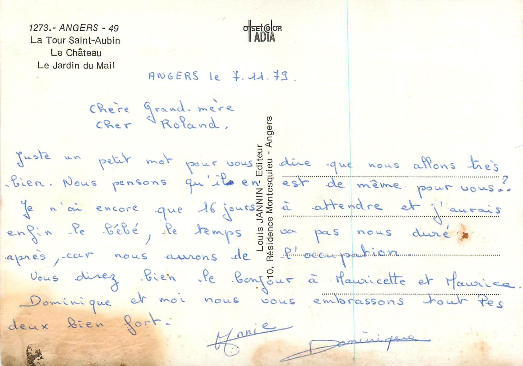 CPM Angers la Tour Saint Aubin le Chateau le Jardin du Mail — Rückseite