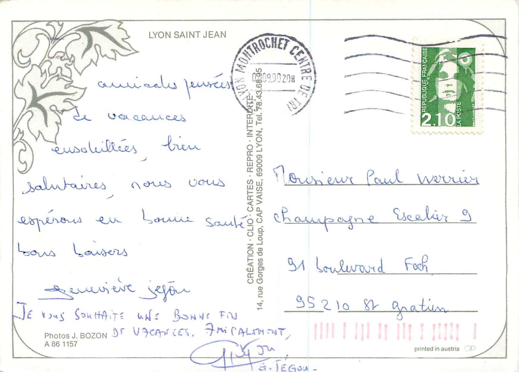 CPM Lyon Saint Jean — Rückseite