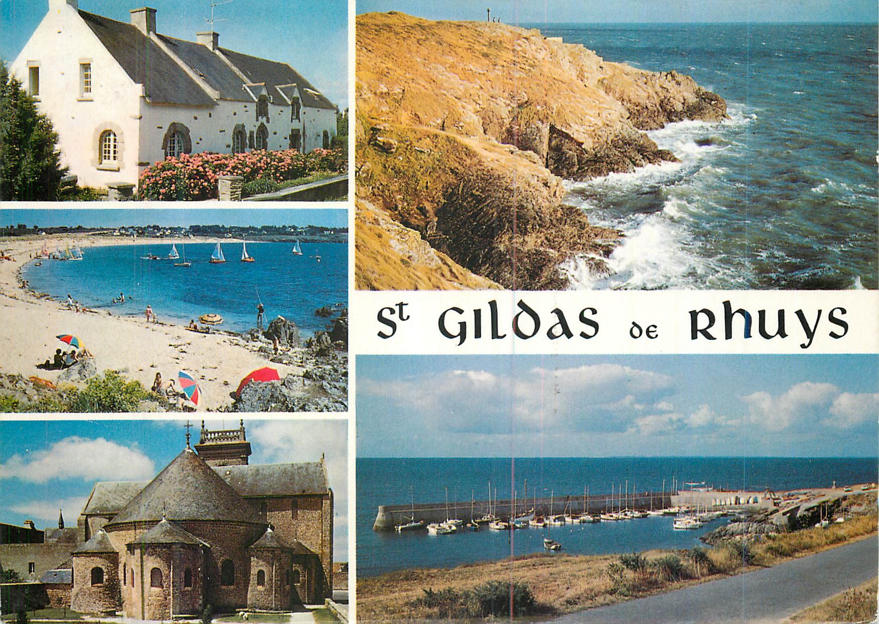 CPM Presqu'Ile de Rhuys la Bretagne Pittoresque La Croix du Grand Mont Plage des Govelins Le chevet de l'eglise abbatial