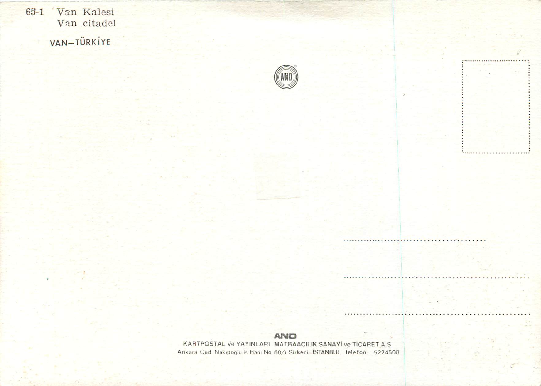 CPM Van Kalesi Van Turkiye — Verso