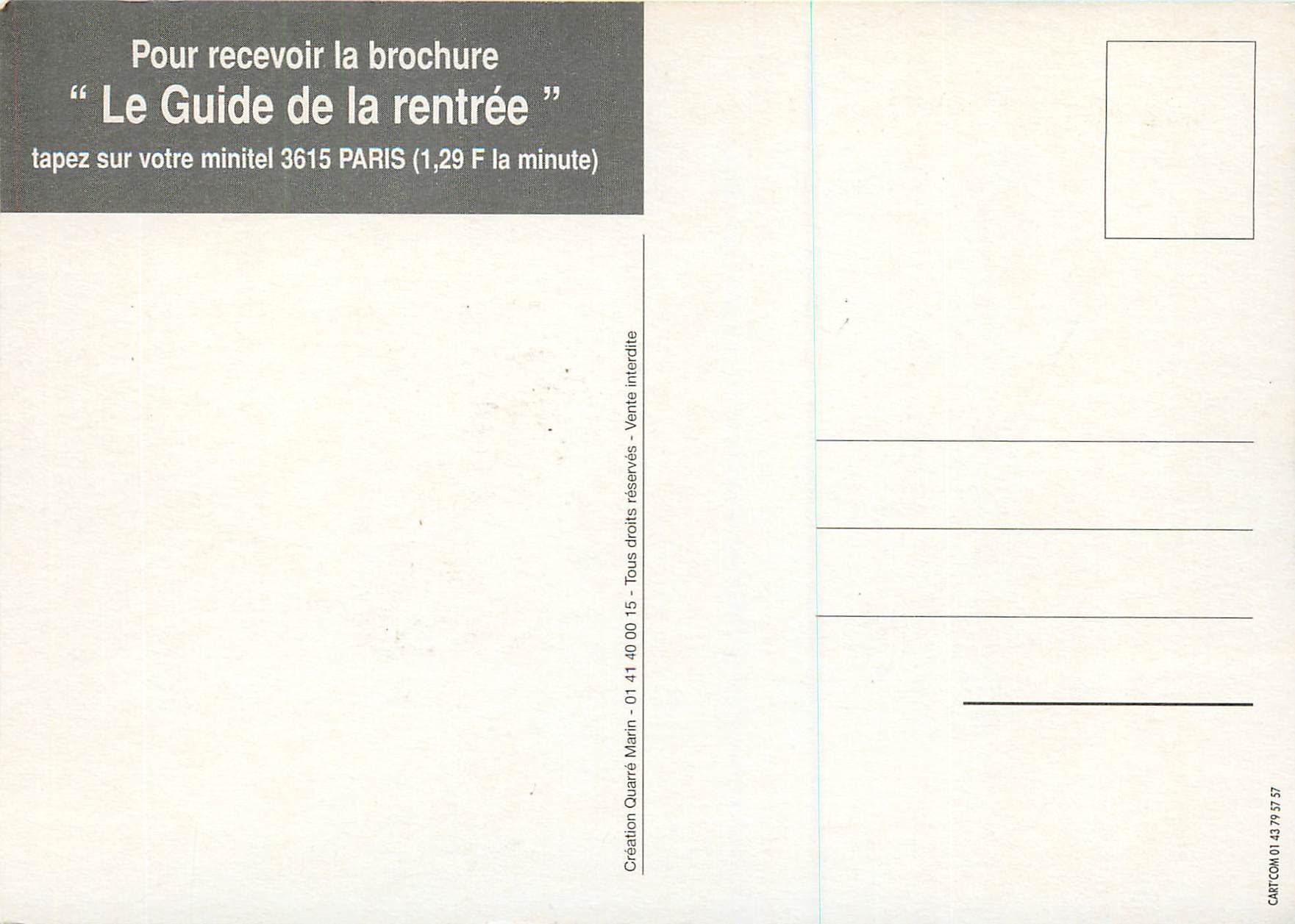 CPM Le Guide de la Rentree Mairie de Paris Tour Eiffel — Verso
