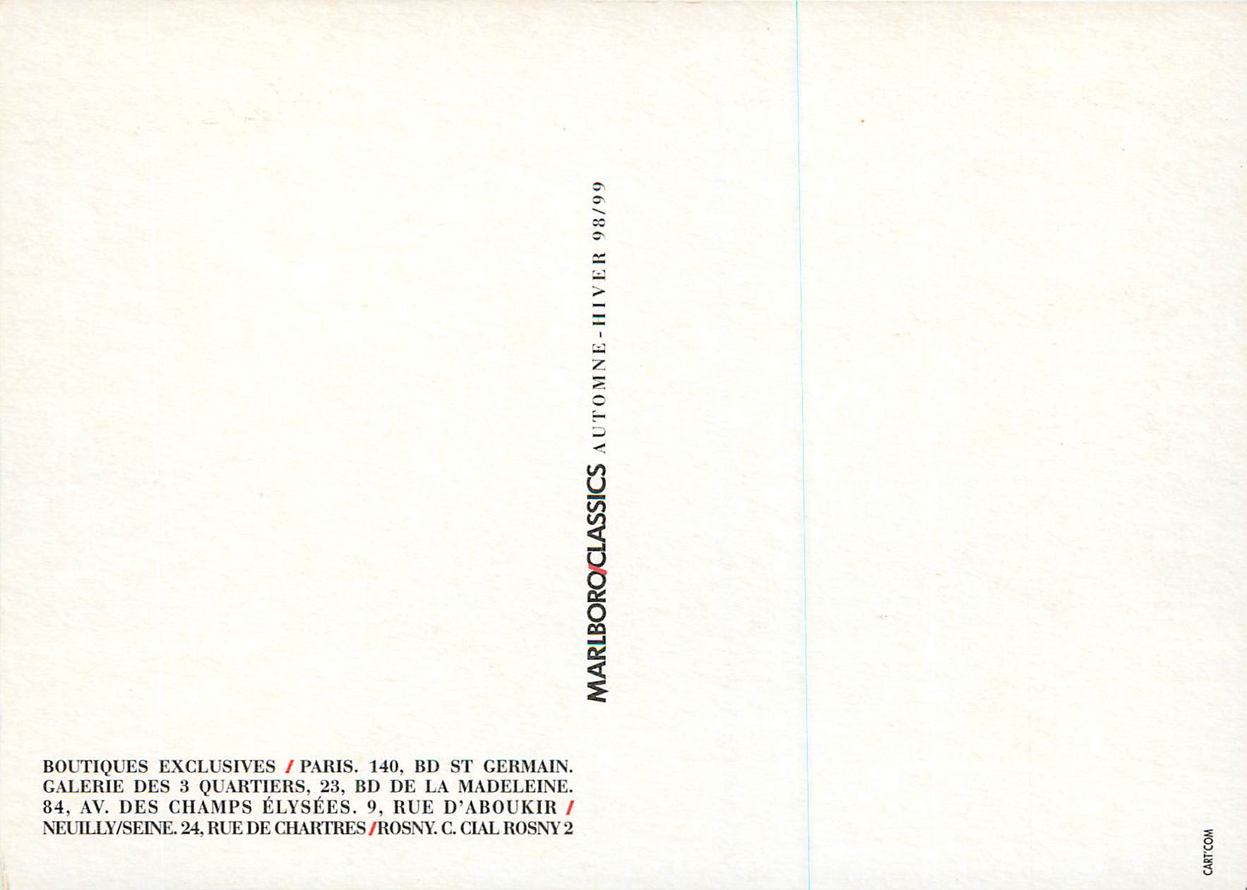 CPM Boutiques Exclusives Paris  Bd St Germain Marlboro Classics — Verso
