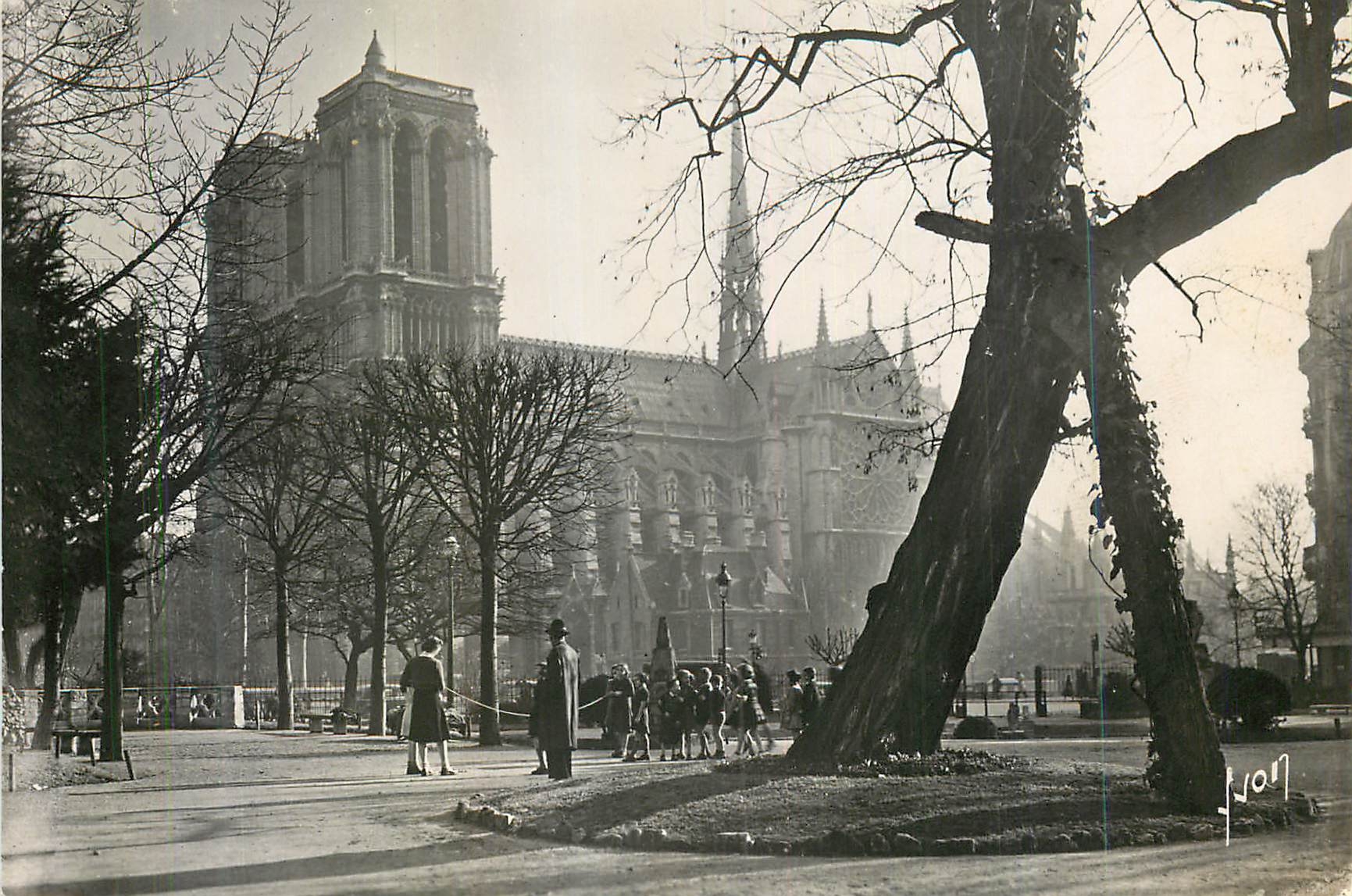 CPM Paris en Flanant Notre Dame Vue du Square Viviant