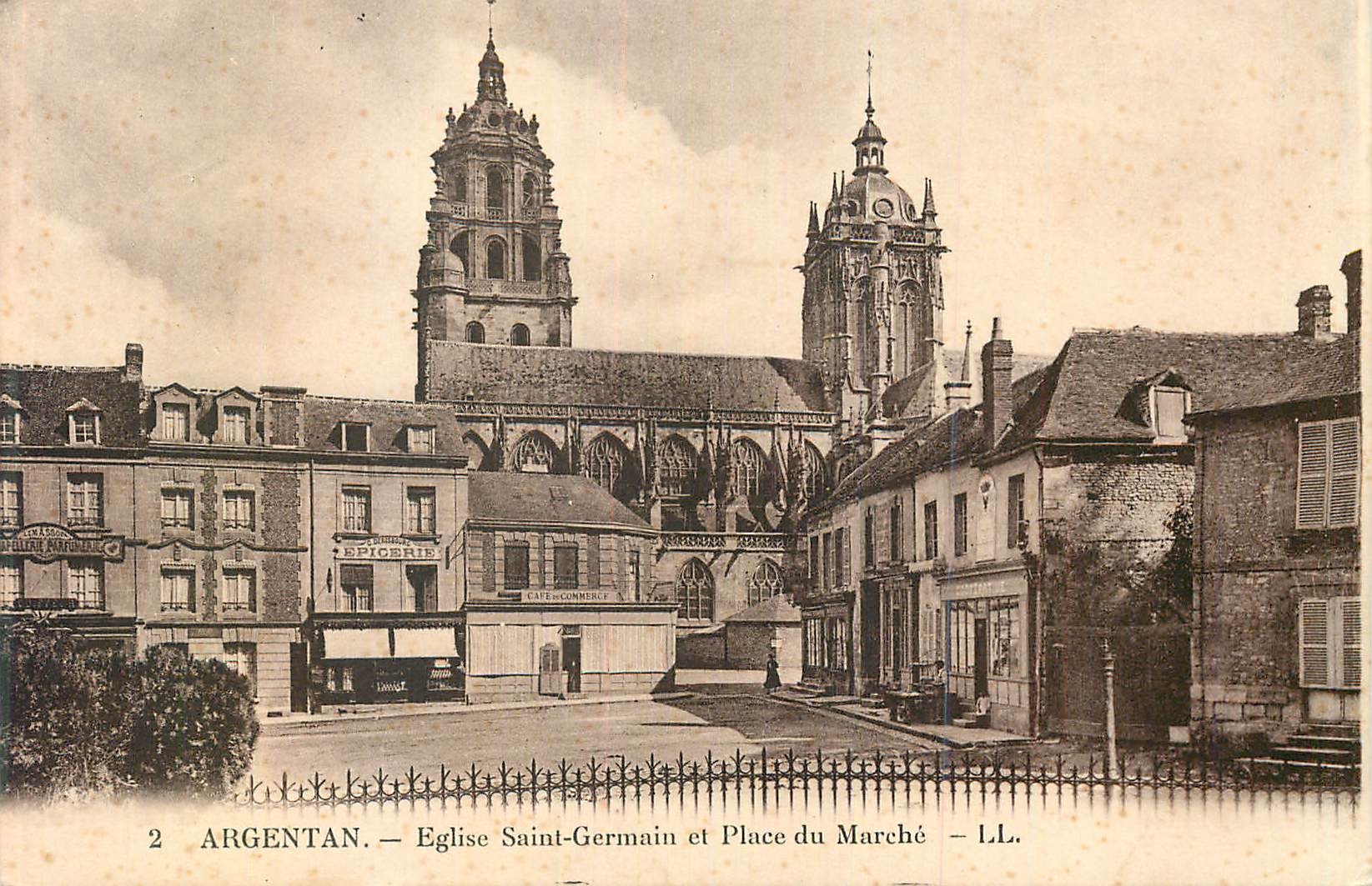 CPA Argentan Eglise Saint Germain et Place du Marche