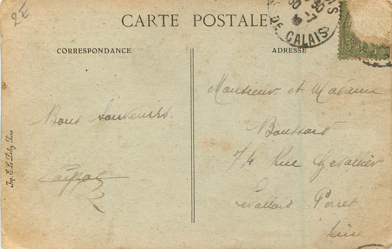 CPA Guerre Universelle Arras le Saint Sacrement Rue d'Amiens Militaria — Verso