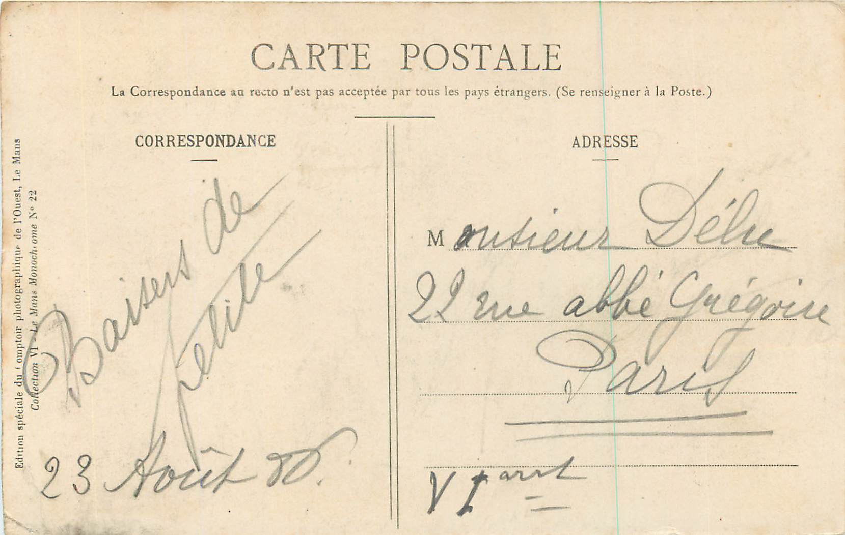 CPA le Mans la Cathedrale St Julien (Style Gothique) — Rückseite