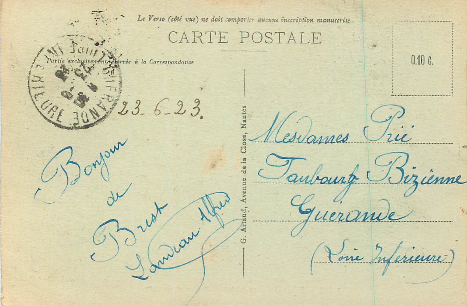 CPA Brest le Chateau et le Port de Guerre Bateaux — Rückseite