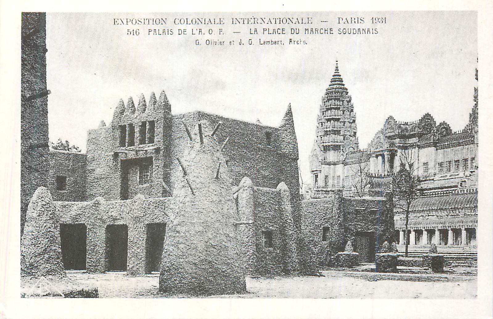 REPRO Paris Exposition Coloniale Internationale Palais de l'AOF La place du marche soudanais Soudan