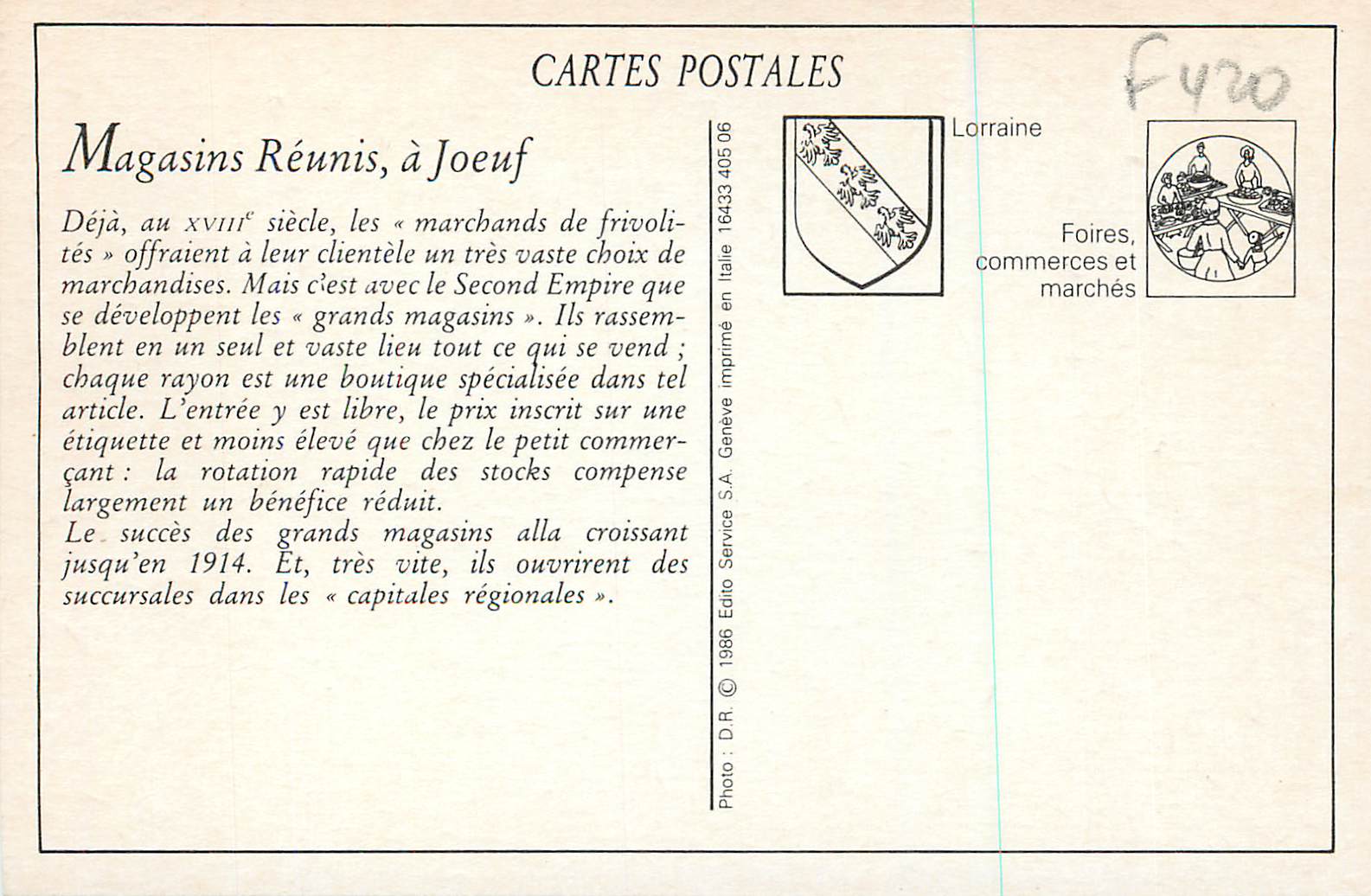 REPRO Joeuf Maison des Magasins Reunis Rue de Franchepre — Back