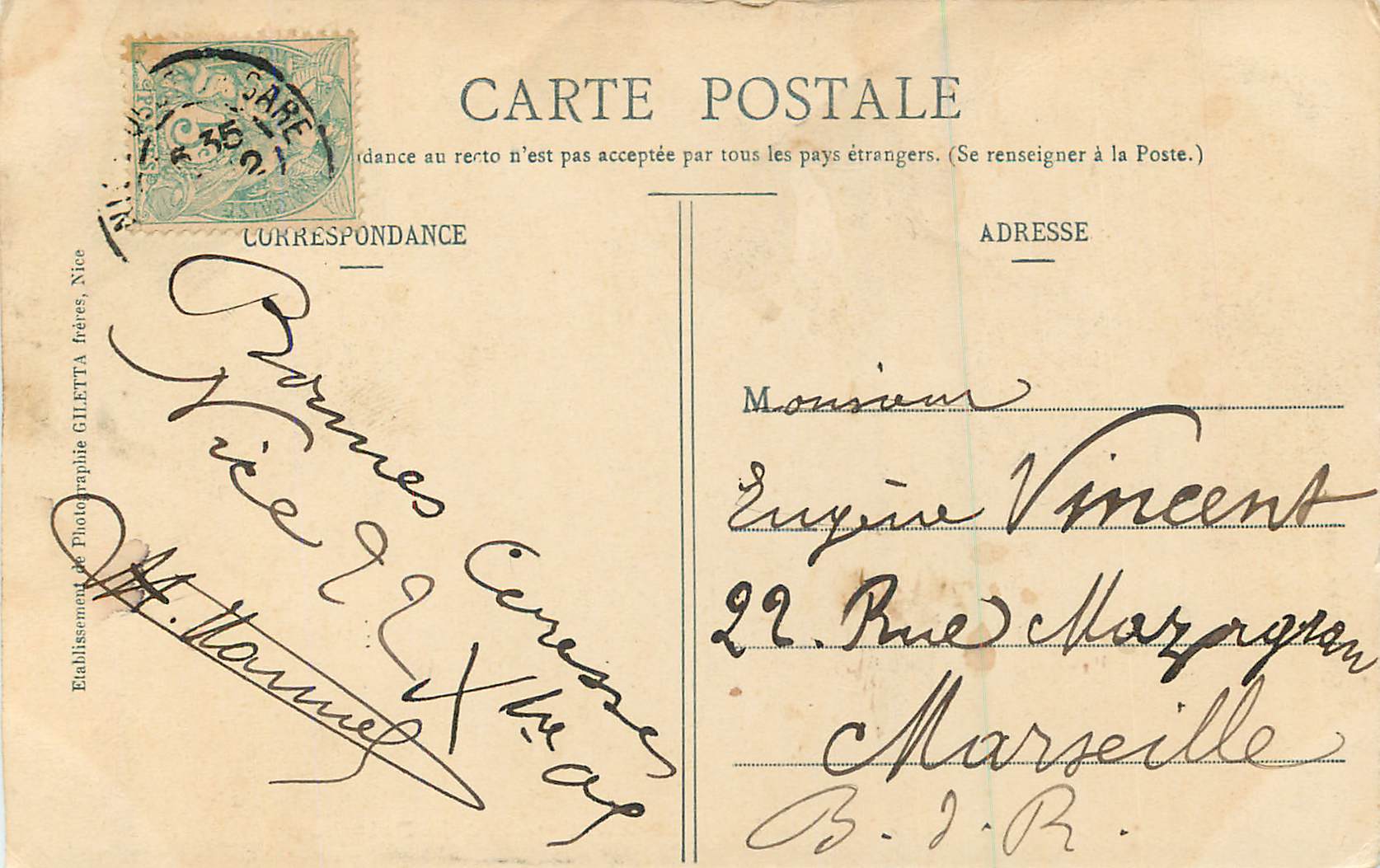 CPA Nice Promenade du Chateau Allee de Palmiers — Verso