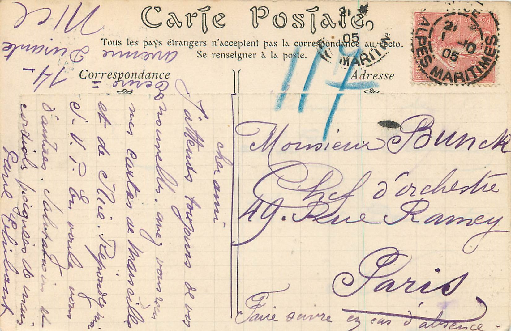 CPA Nice la Cascade  — Verso