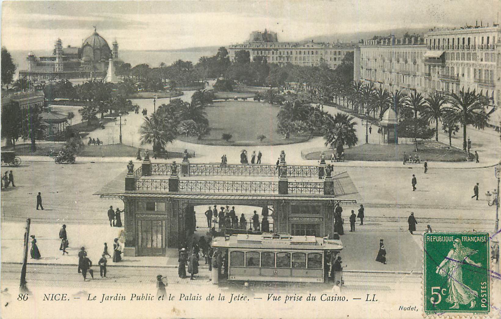 Nice. — Le Jardin Public et le Palais de la Jetée. — Vue prise du Casino. — LL. Nodel, 86