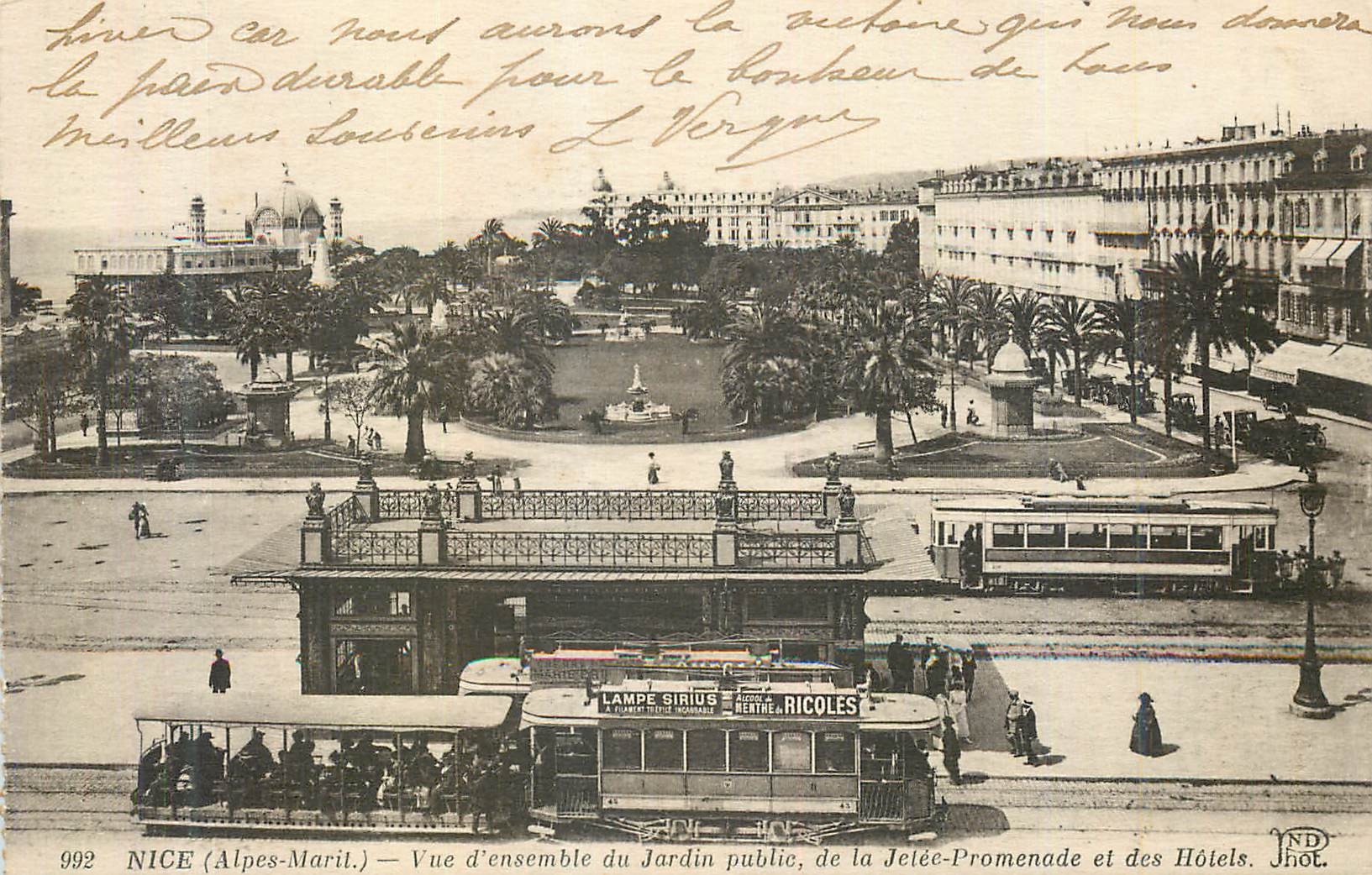 CPA Nice (Alpes Marit) Vue d'Ensemble du Jardin Public Tramway