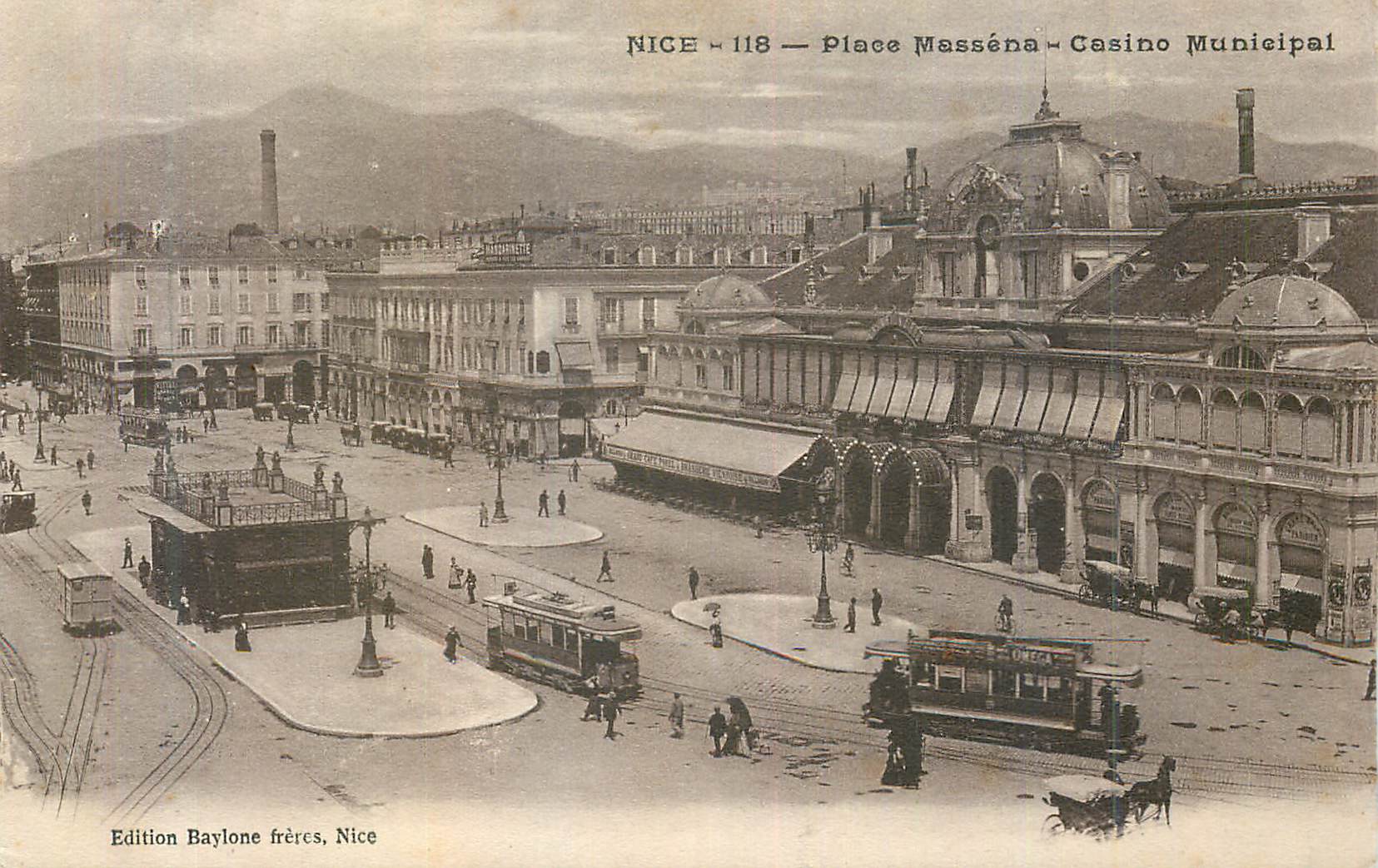 CPA Nice Place Massena le Casino Municipal Tramway