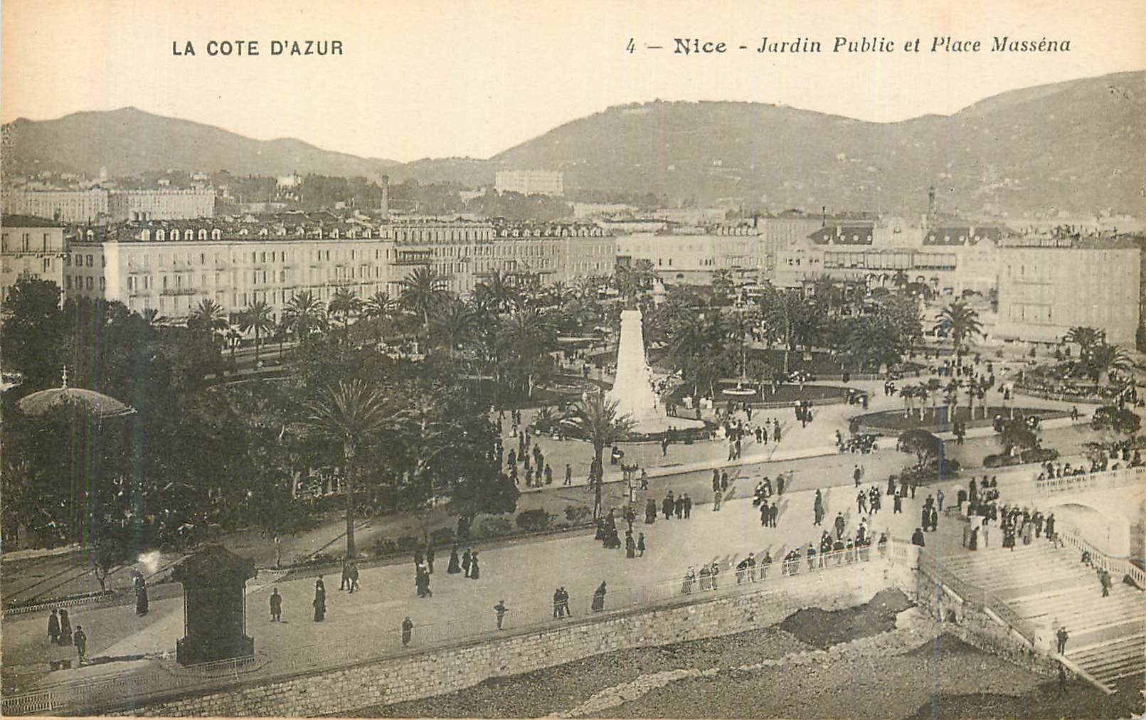 CPA Nice Jardin Public et Place Massena Cote d'Azur