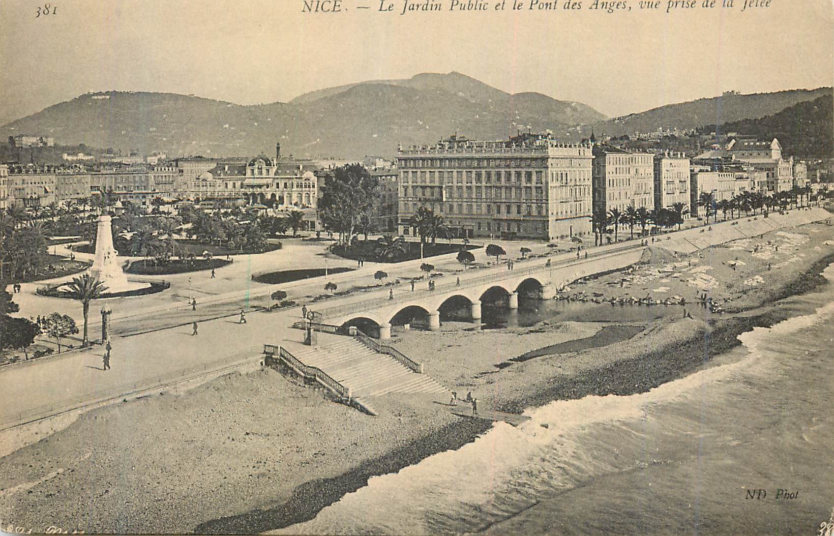 CPA Nice le Jardin Public et le Pont des Anges Vue Prise de la Jetee