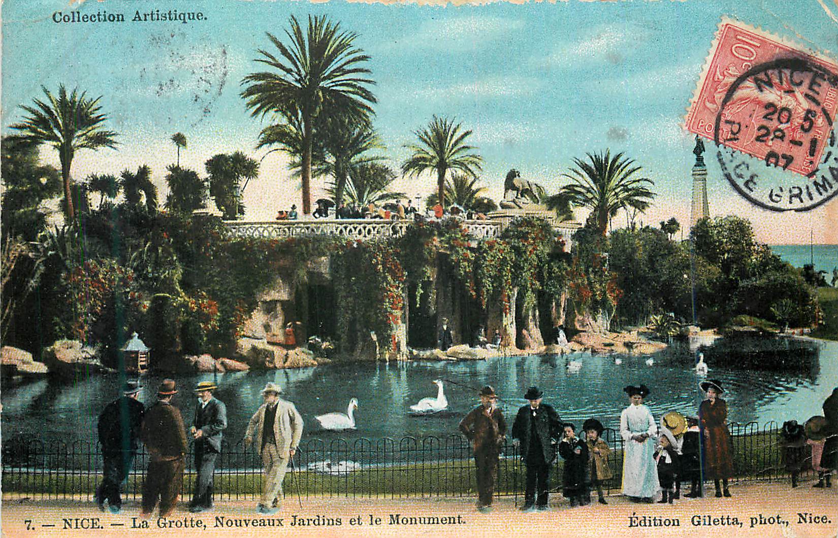 CPA Nice la Grotte Nouveaux Jardins et le Monument