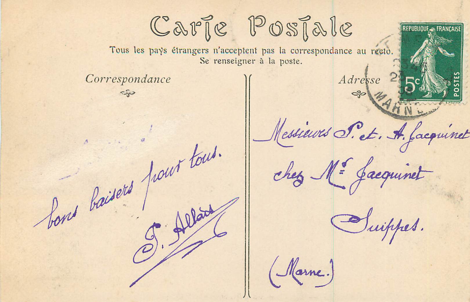 CPA Reims les Promenades Basses — Rückseite