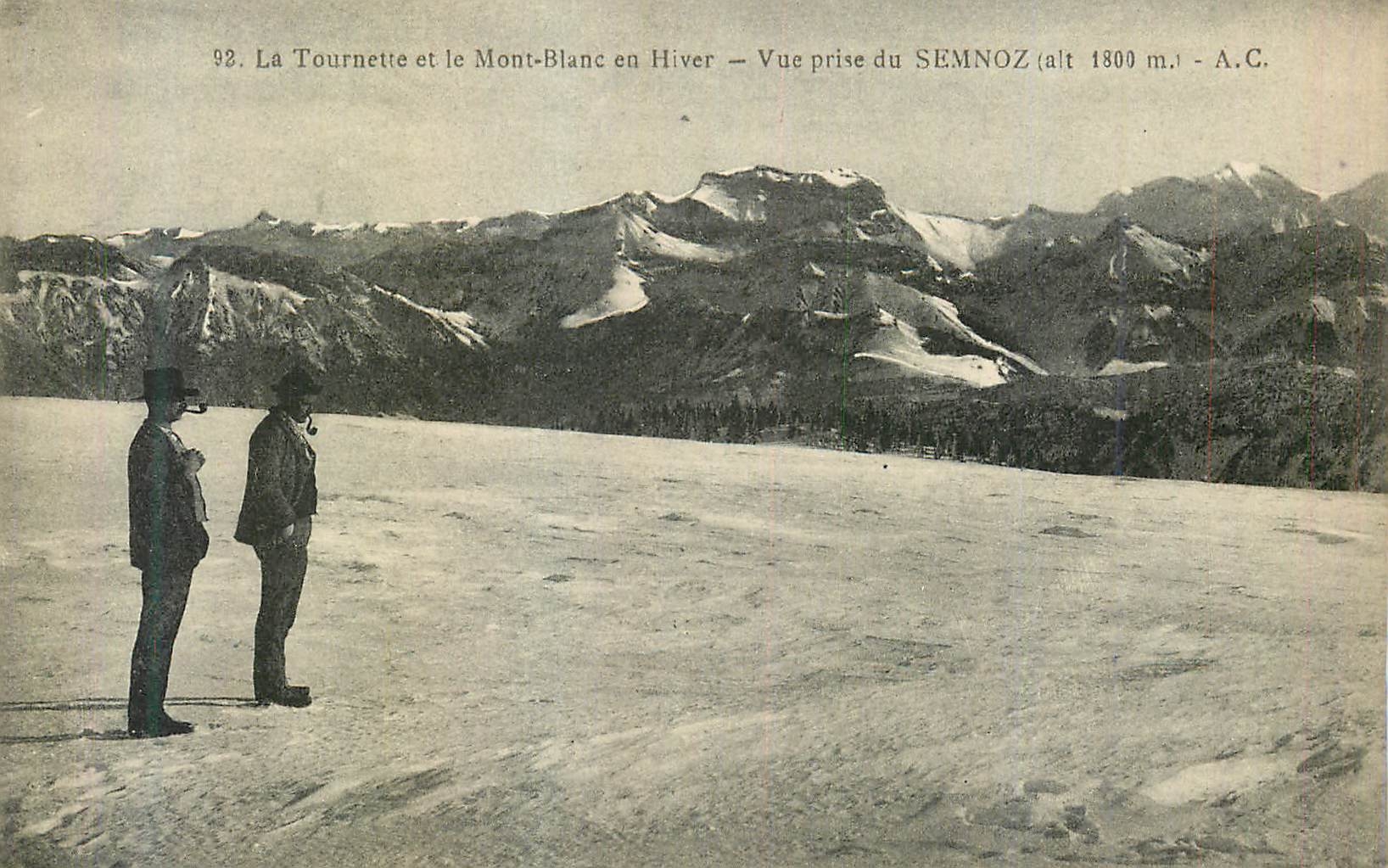 CPA La Tournette et Le Mont Blanc en Hiver Vue prise du Semnoz (alt 1800 m)