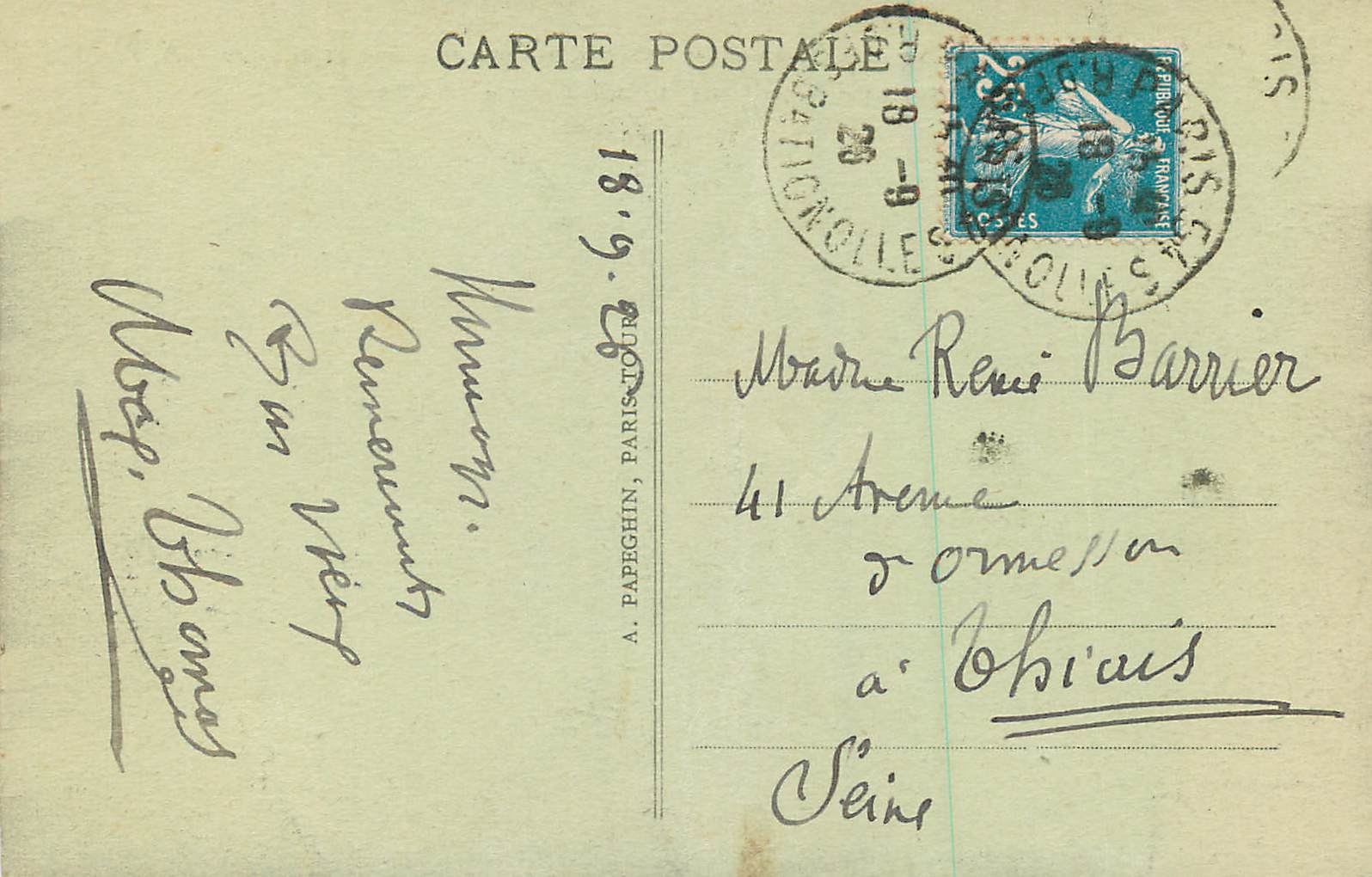 CPA Tours (I et L) Squares Descartes et Rabelais Le Pont de Pierre et la Loire — Rückseite