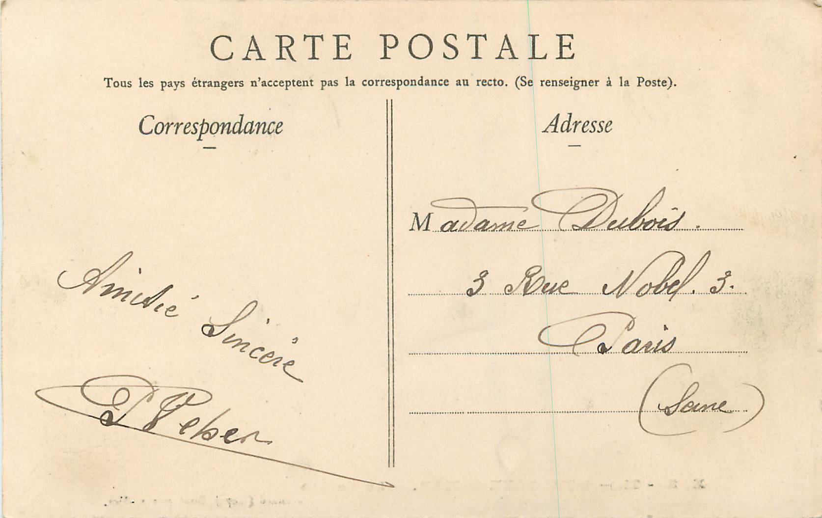 CPA Boulogne sur Mer Le Casino — Rückseite