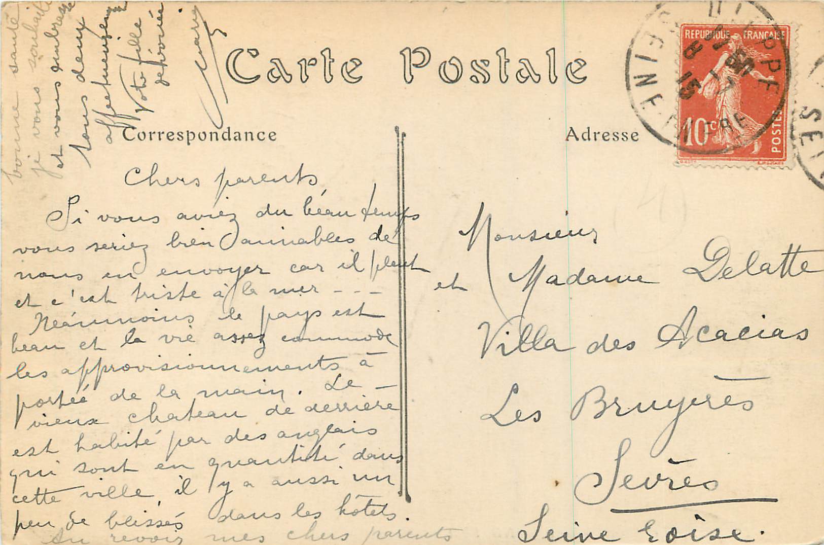 CPA Dieppe le Vieux Chateau — Rückseite