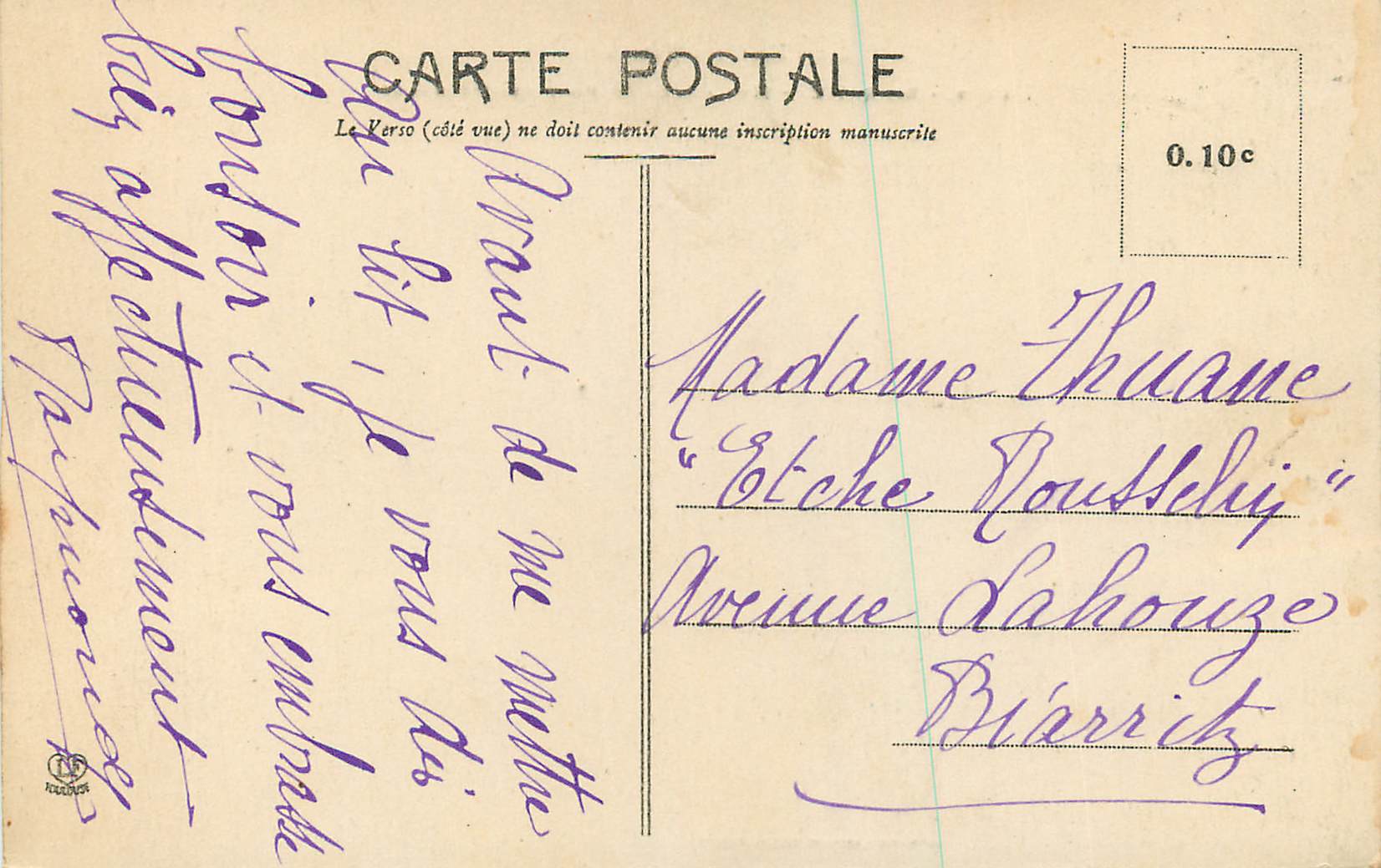 CPA les Basses Pyrenees Biarritz Mer Agites au Port des Pecheurs — Rückseite