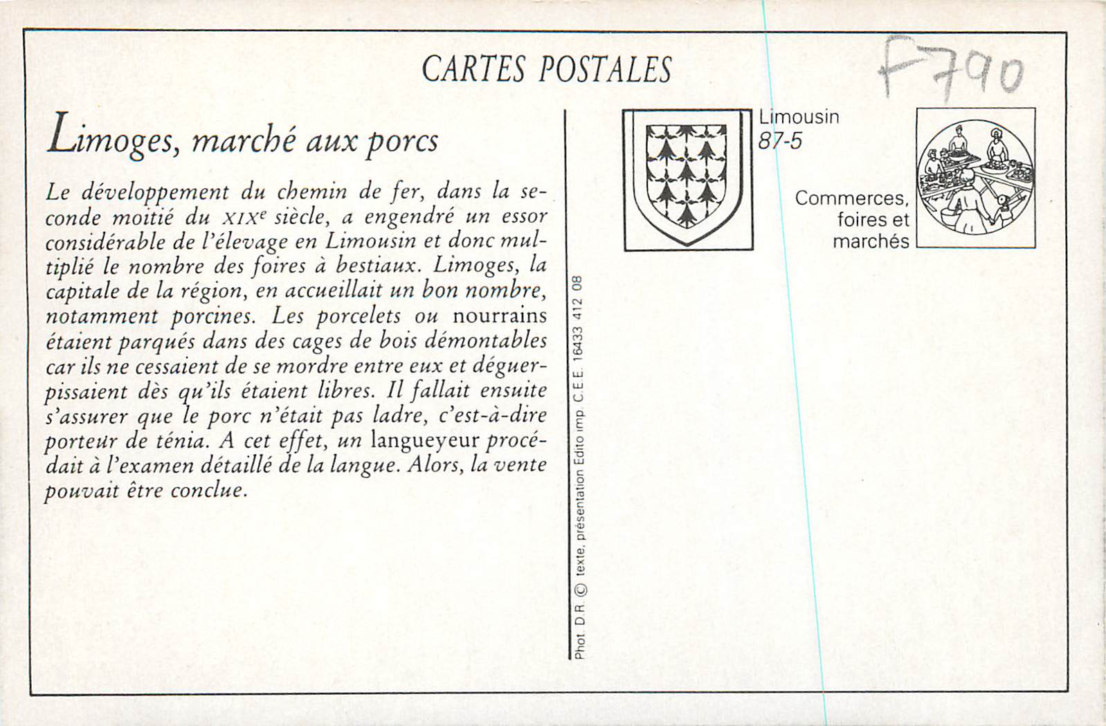 REPRO Limoges Le Champ de Foire Marche des Porcs — Rückseite