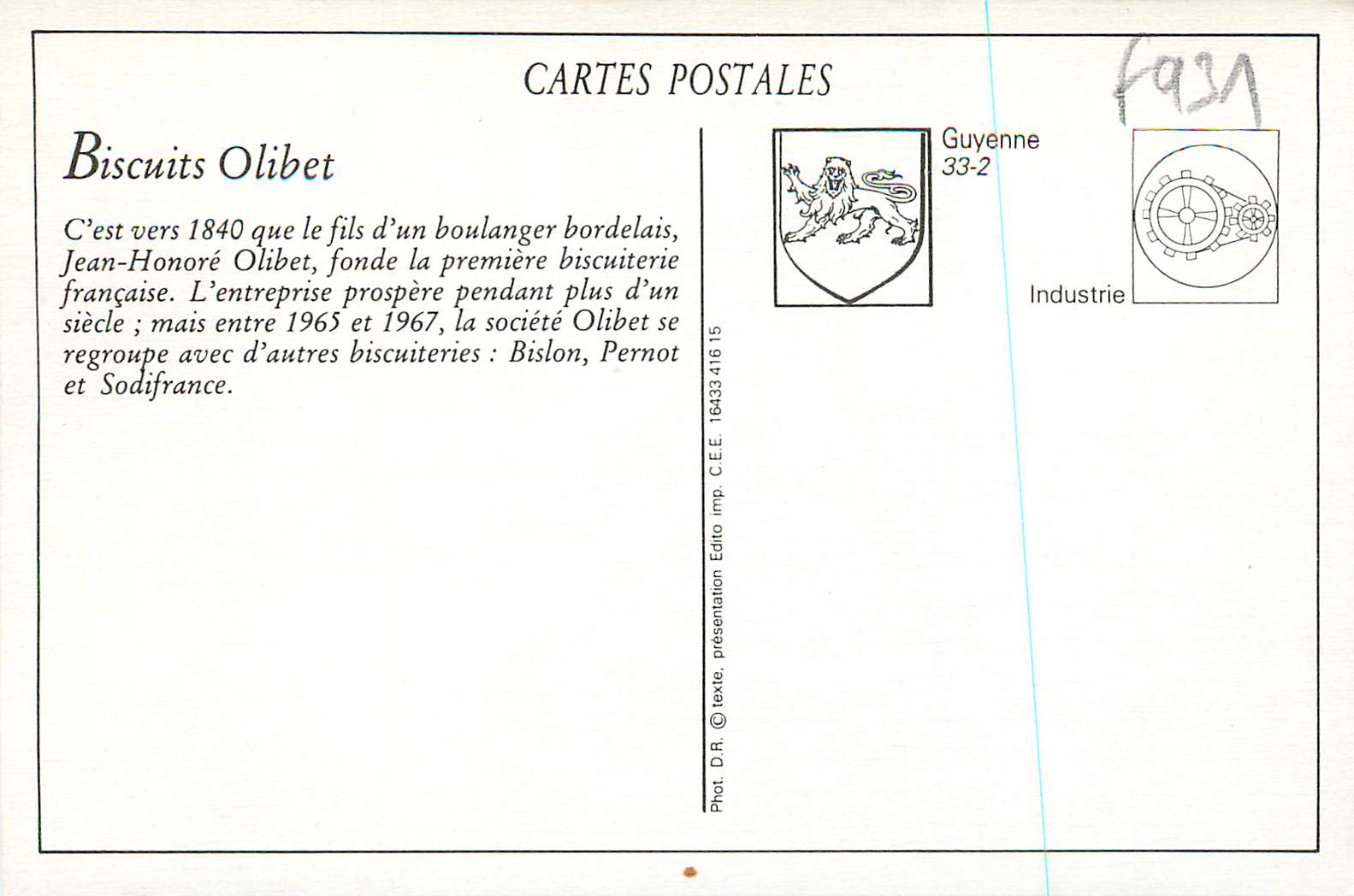REPRO Biscuits Olibet Sortie du Personnnel des Machines Guyenne Industrie — Rückseite