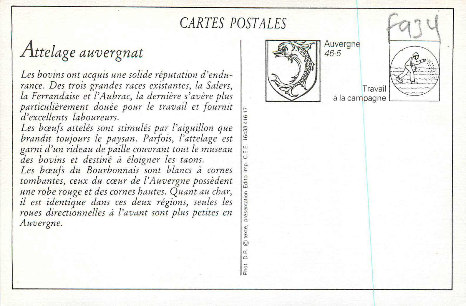 REPRO Auvergne Attelage Auvergnat Bœufs — Rückseite