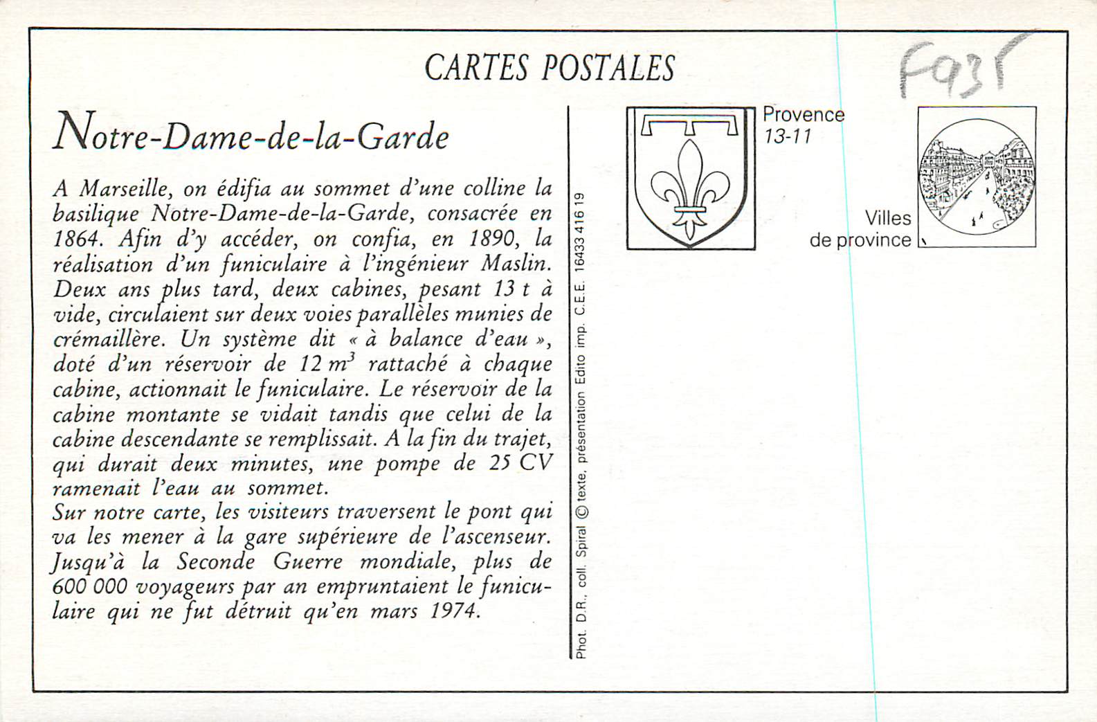 REPRO Marseille Notre Dame de la Garde — Verso