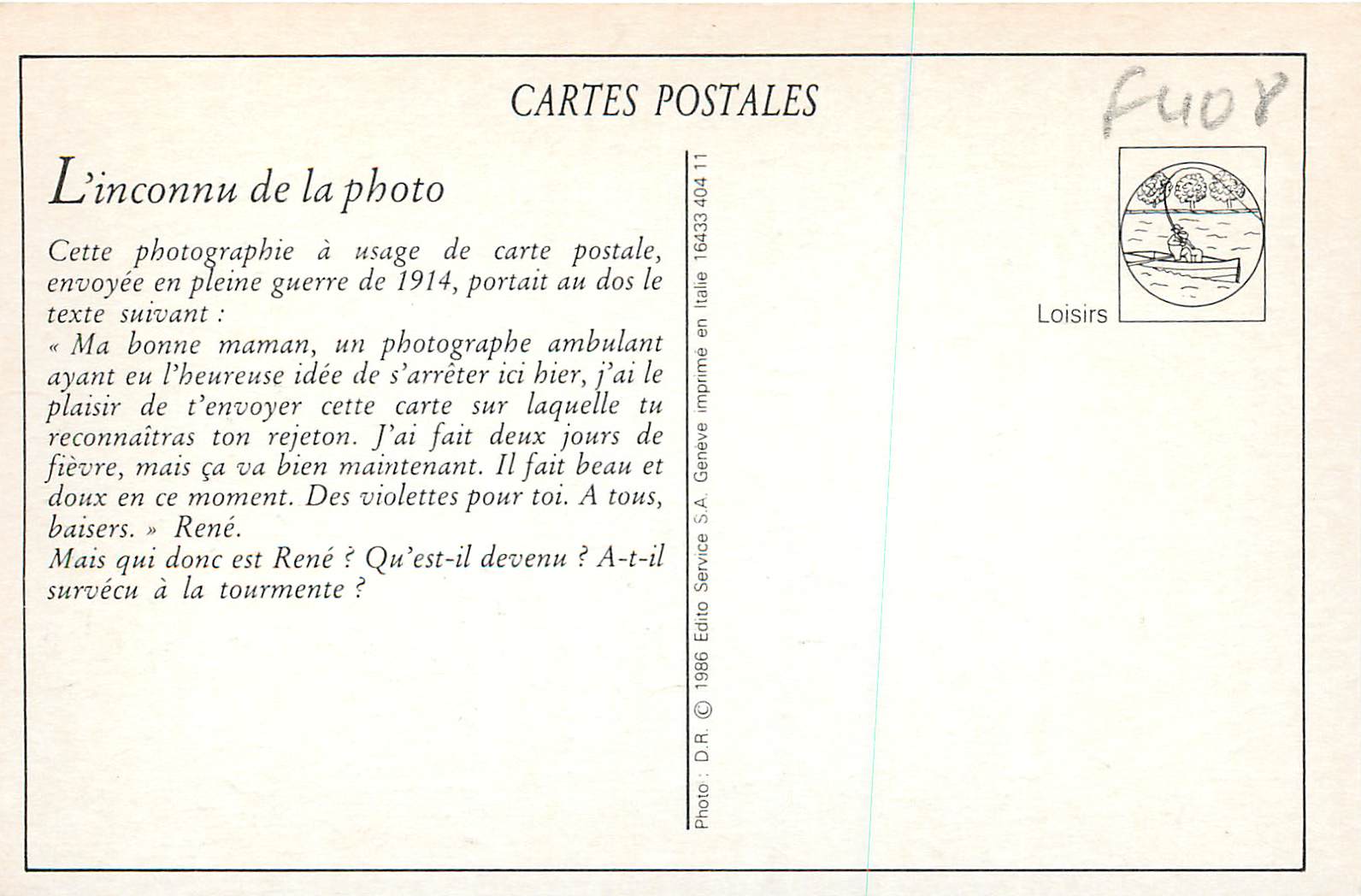 REPRO L'Inconnu de la Photo Militaria — Rückseite
