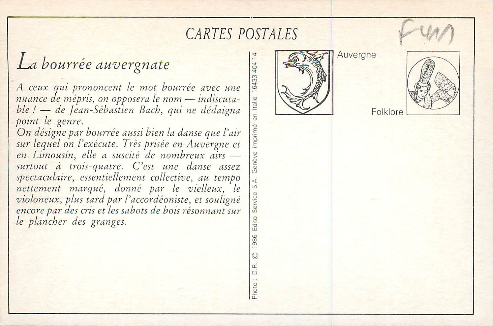 REPRO La Bourree Auvergnate — Rückseite