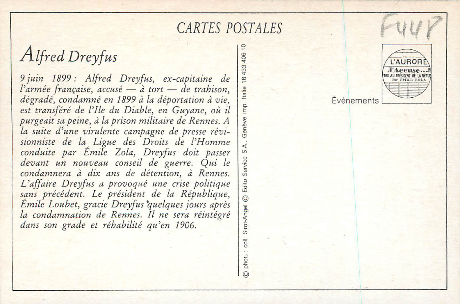 REPRO La Rehabilitation de Alfred Dreyfus 9 Juin 1899 Militaria — Rückseite