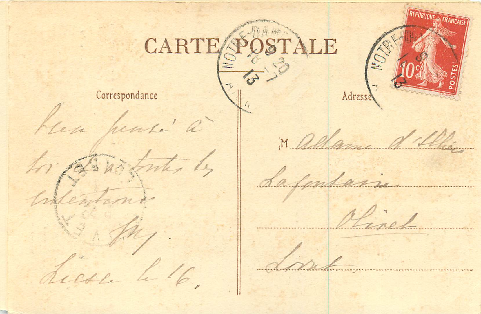 CPA Origines du Pelerinage de N D de Liesse Reveil en France Obeissant a la Tres Sainte Vierge — Verso