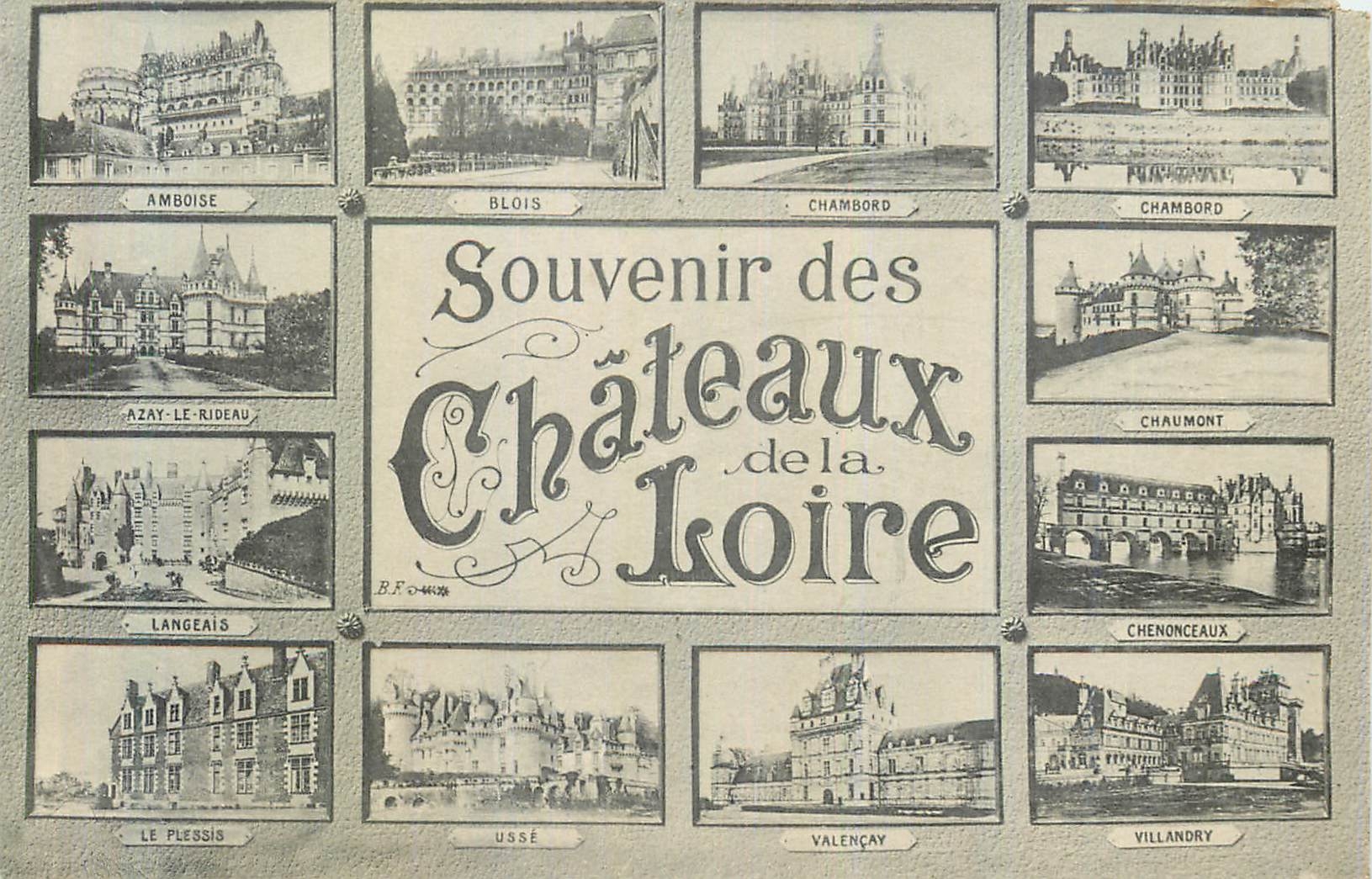 CPA Souvenir des Chateaux de la Loire Amboise Blois Chambord Azay le Rideau Chaumont