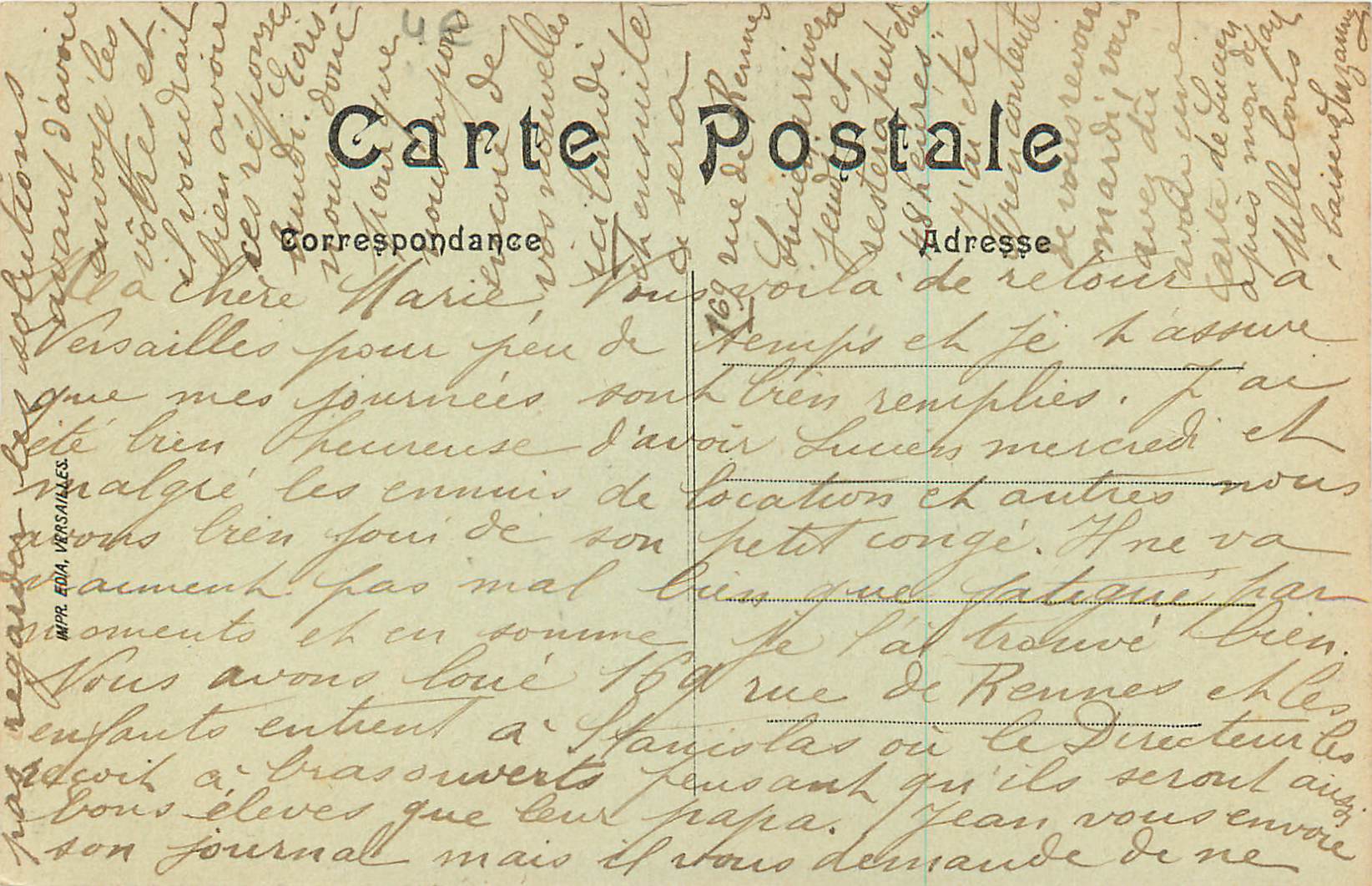 CPA Versailles le Chateau Bibliotheque de Louis XV — Verso